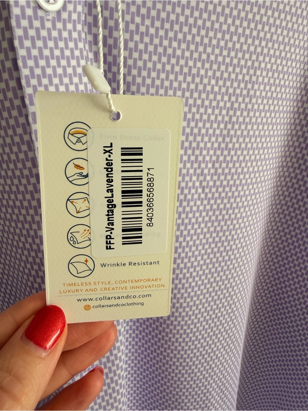 Collars & Co Featherweight Flex Vantage Lavender Polo Shirt for Men size XL - Picture 6 of 6